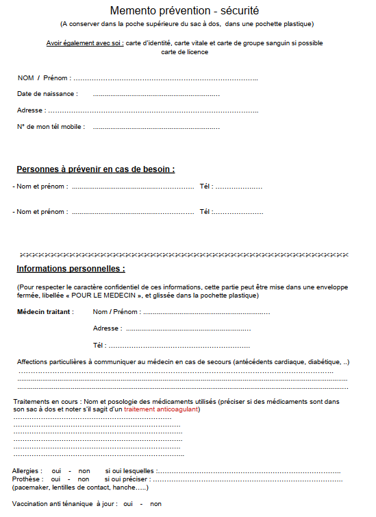 Memento prevention securite